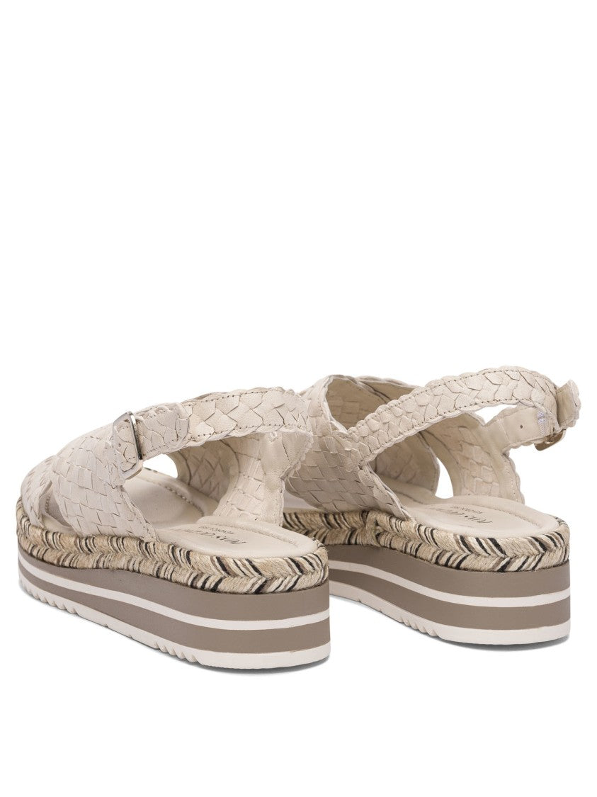 Pons Quintana Woven Leather Cross-Strap Sandals With Rubber Sole