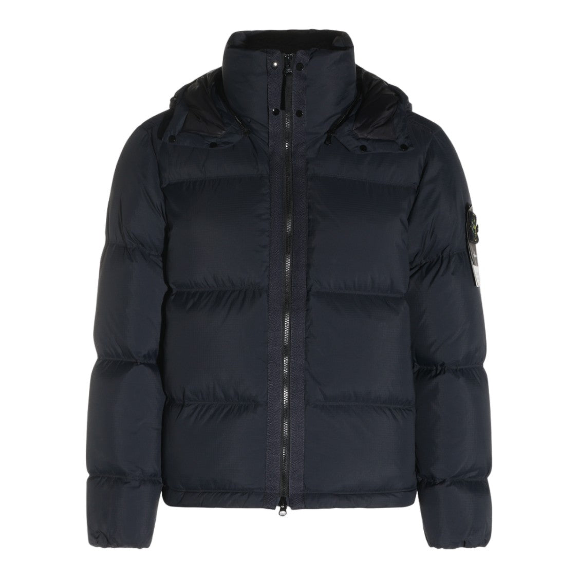 Stone Island Padded Jacket With Detachable Hood And Branded Patch