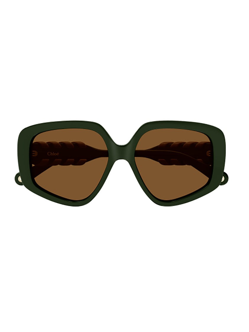 Chloé Green Ch0210s Bold Rectangular Sunglasses