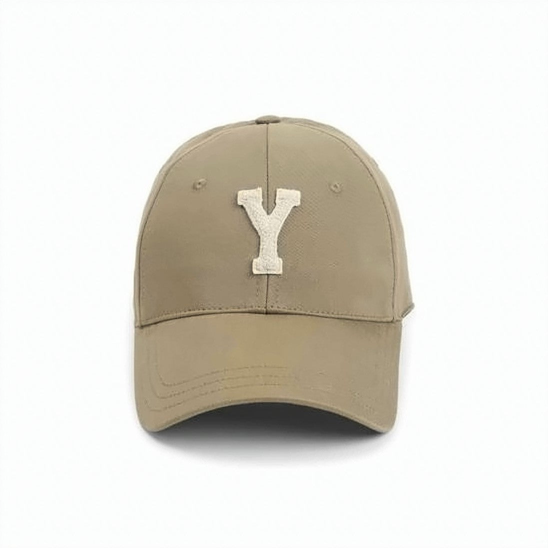 Saint Laurent Structured Beige Cotton Baseball Cap With Textured 'Y' Applique