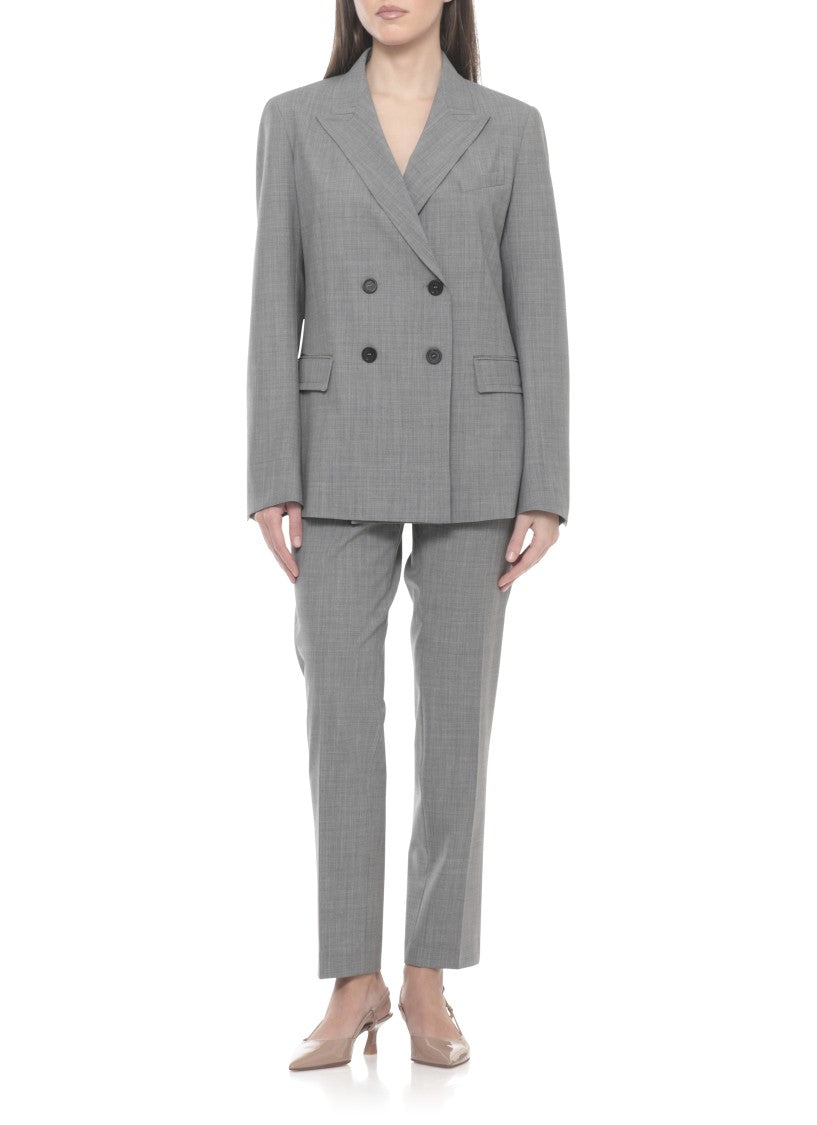 Fabiana Filippi Grey Lightpoint Detail Wool Blazer