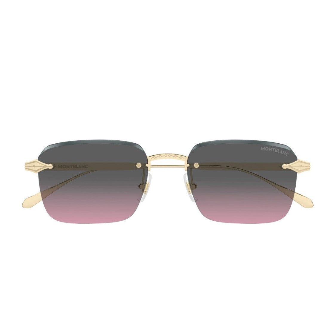 Montblanc Gold Nib Rimless Rectangular Sunglasses