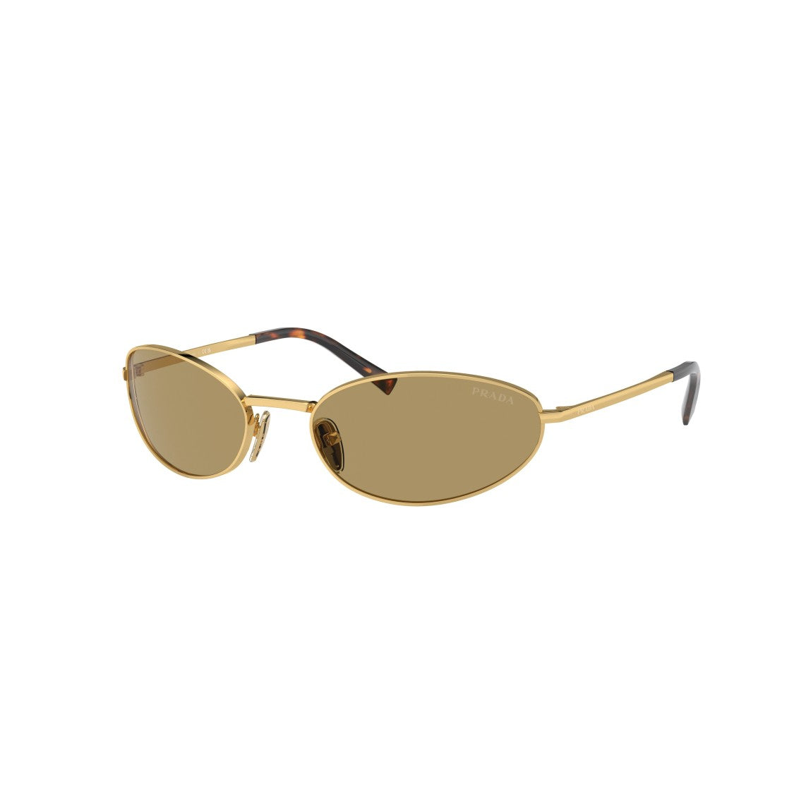 Prada 0Pr A59s Oval Gold-Toned Metal Frame Sunglasses