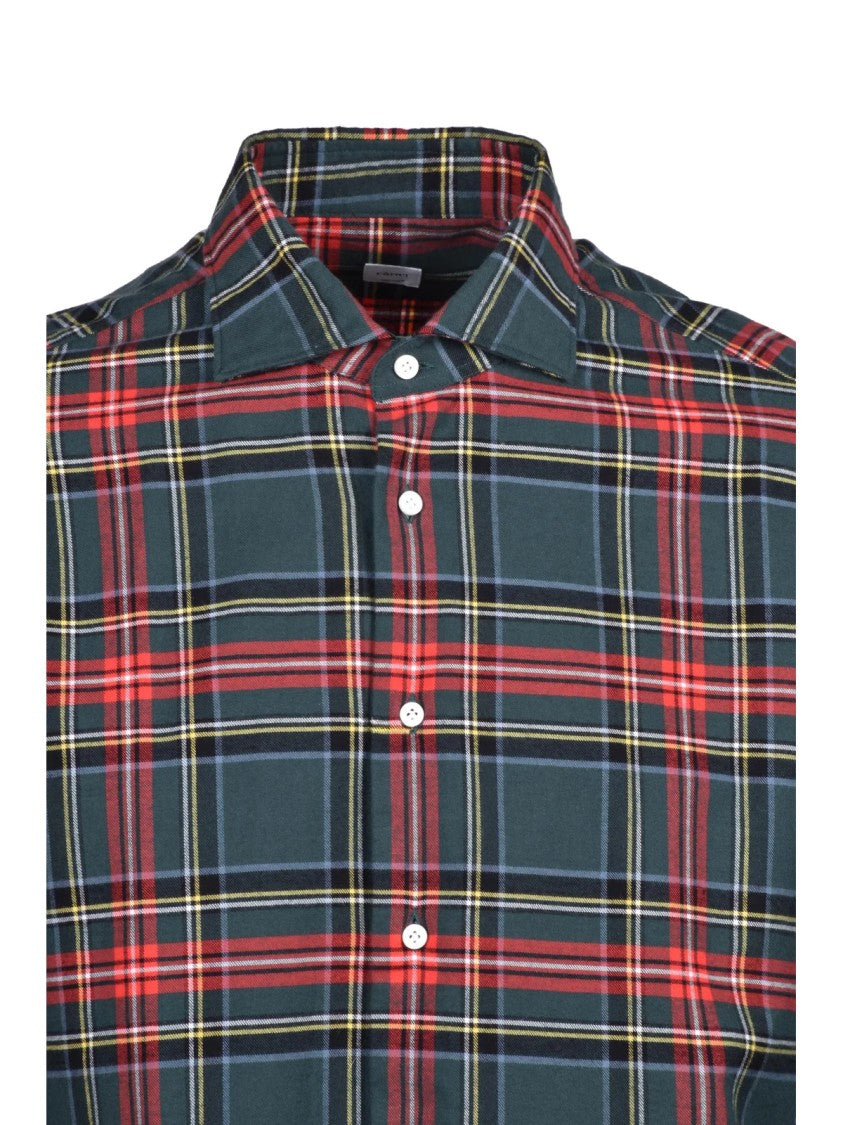 Carrel Green/Red Checkered Cotton Flannel Shirt