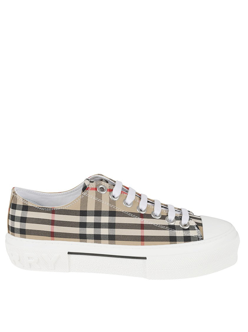 Burberry Beige Burberry Check Cotton Low-Top Sneakers