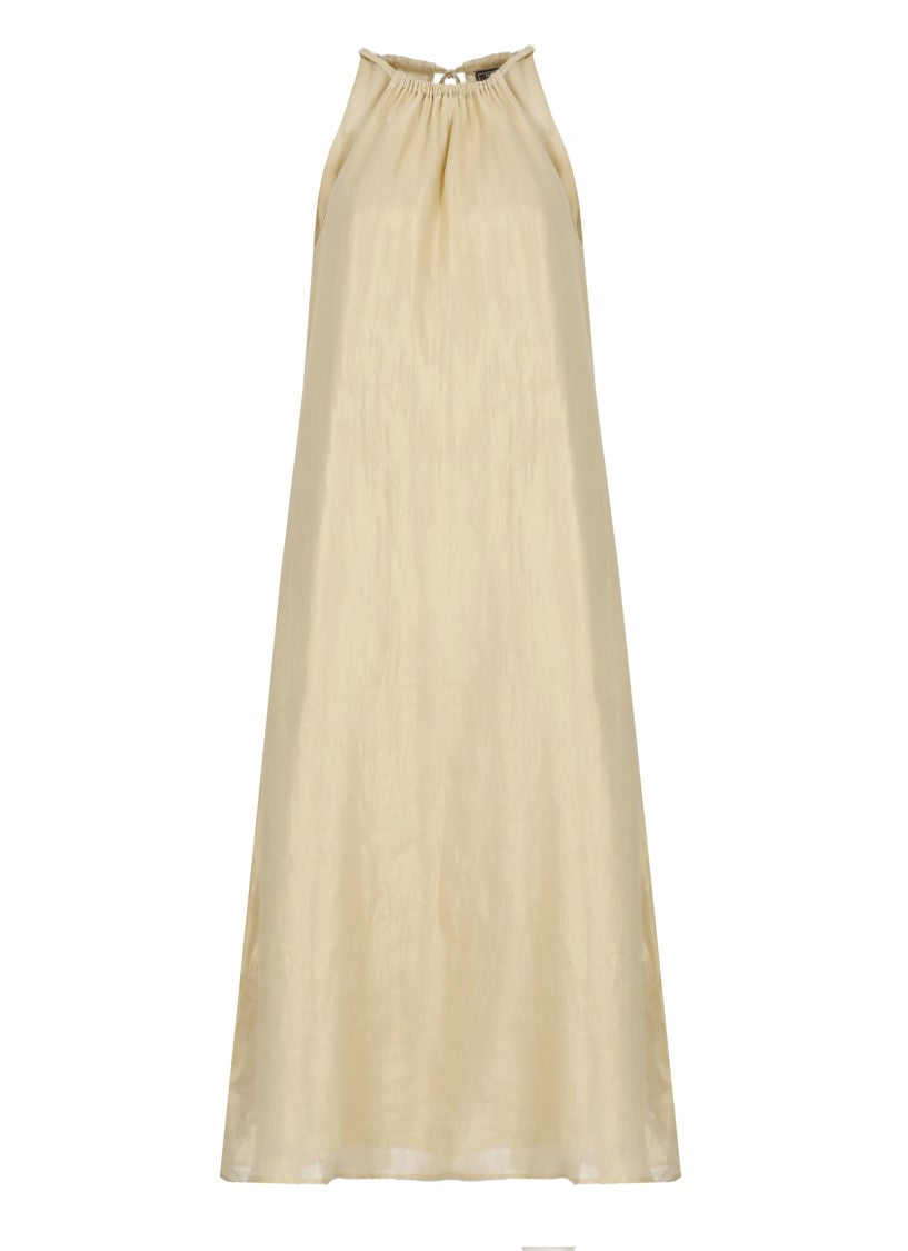 Peserico Aurea Golden Ramie And Viscose Dress
