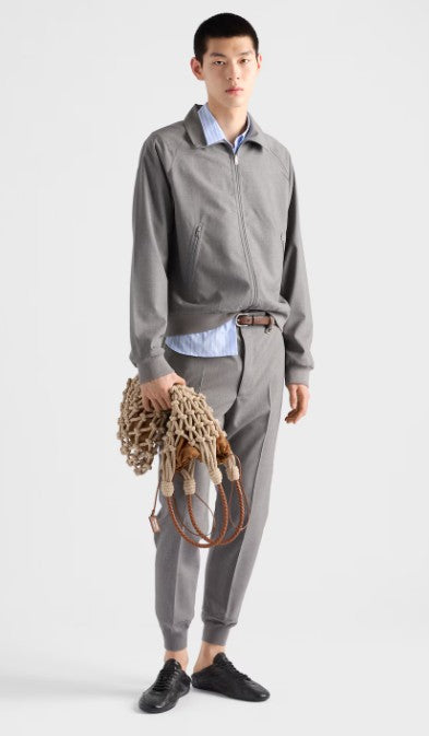 Prada Tailored Grey Coat With High Collar