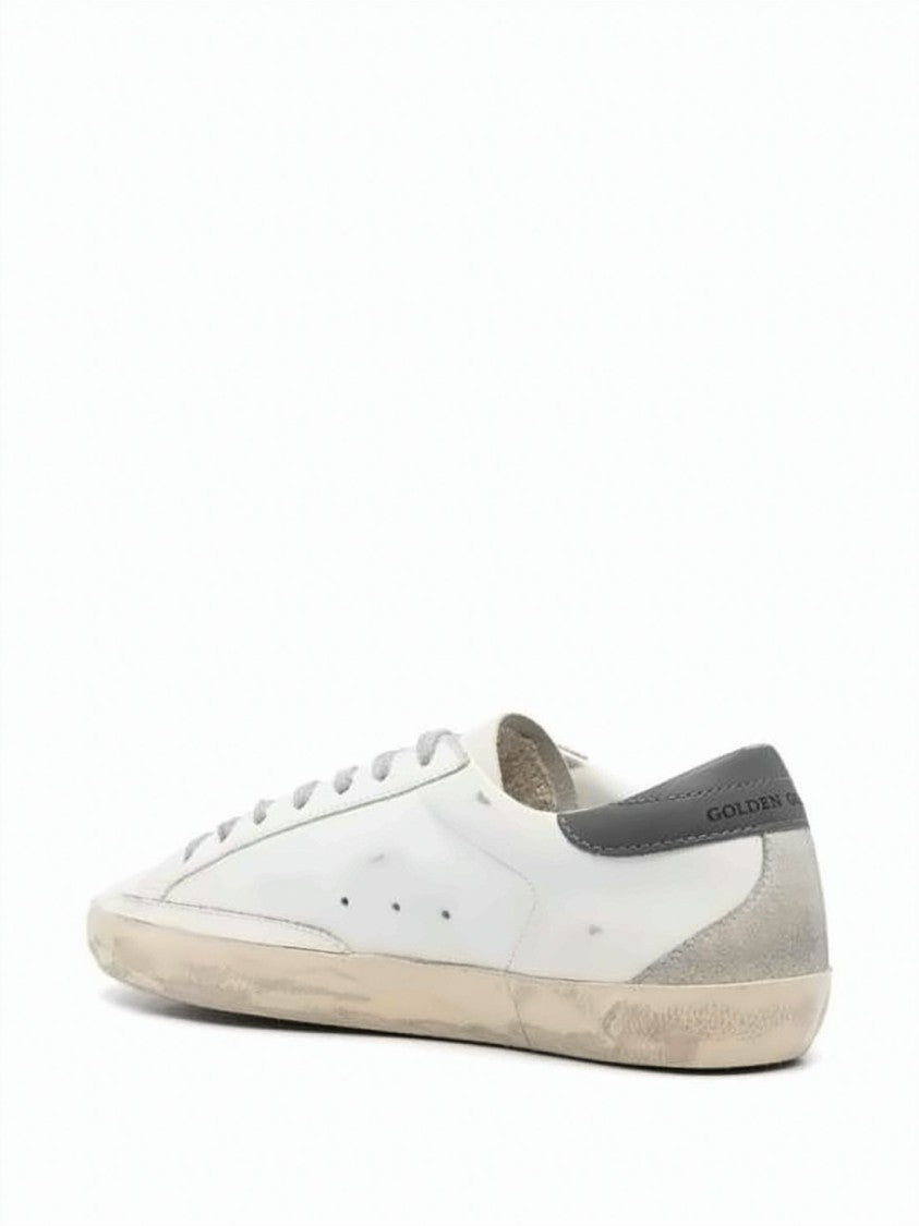 Golden Goose Distressed White Leather Low-Top Sneakers
