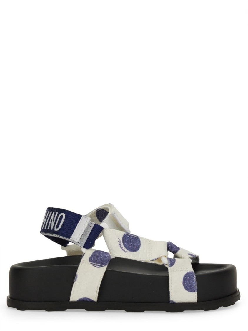 Moschino Polka Dot Wide Strap Sandals