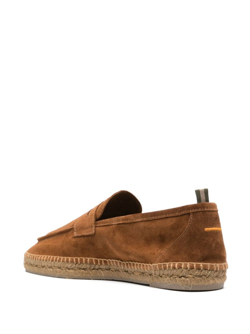 Castaner Brown Suede Low-Profile Espadrilles With Stitched Jute Sole