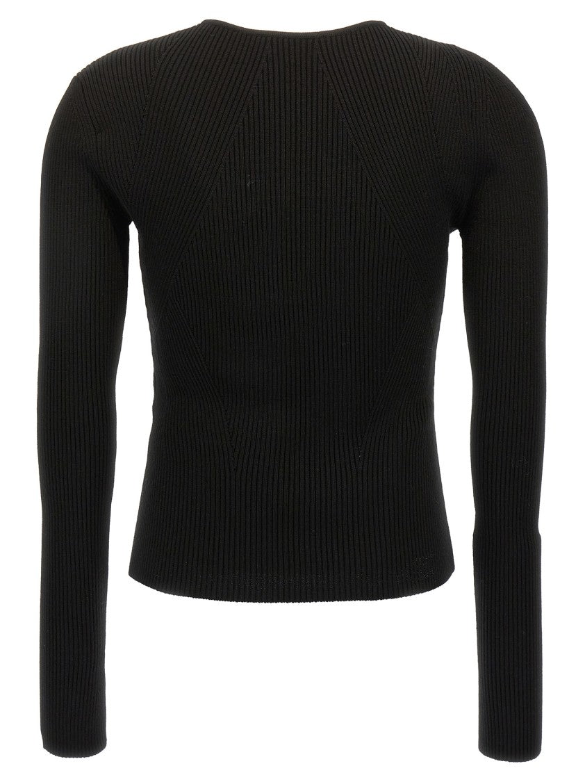 Mcqueen Fitted Ribbed Wool Sweater With Cut-Out Detail