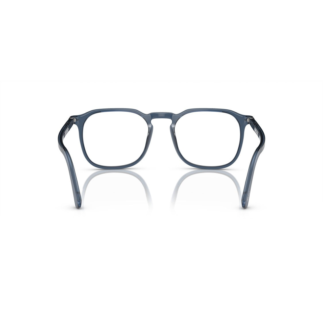 Persol 0Po3337v Translucent Acetate Square Frame Eyeglasses With Silver Accents