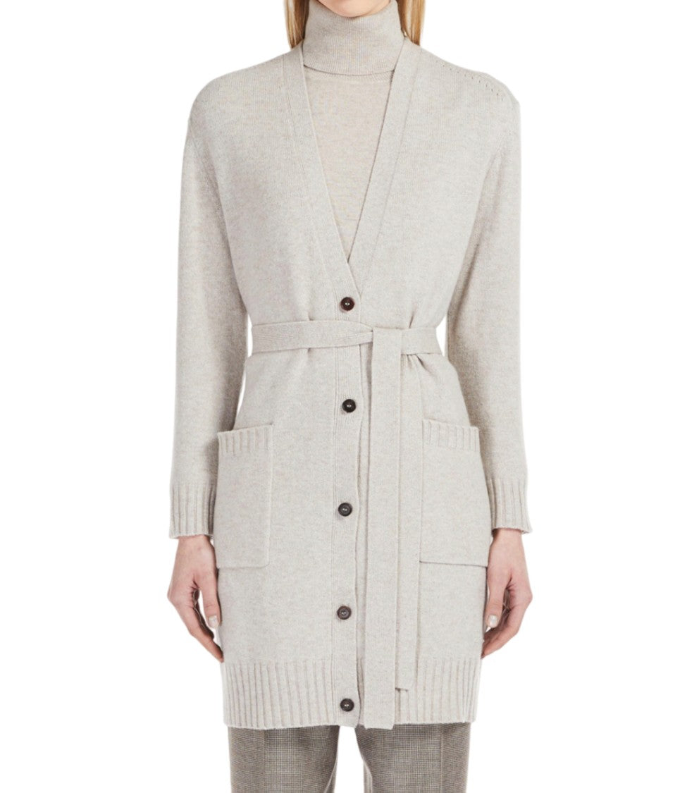 Max Mara Long Knitted Cardigan With V-Neckline