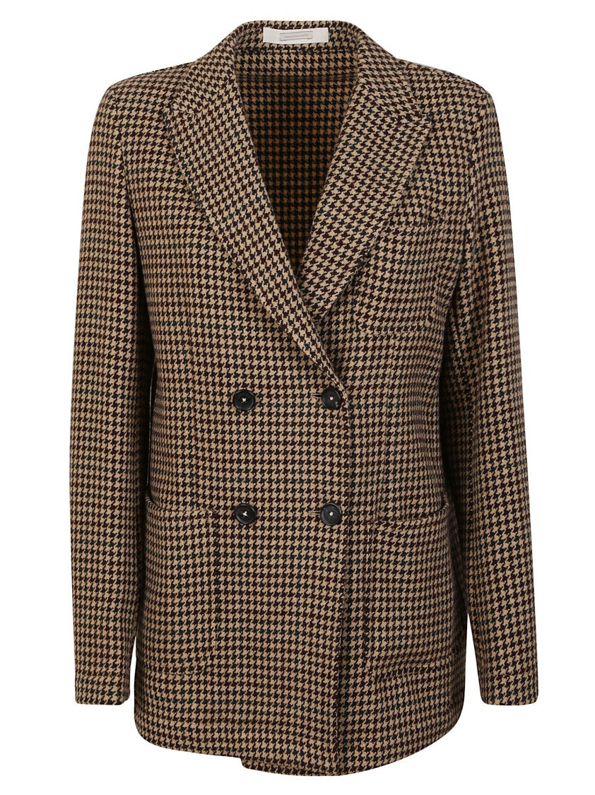 Massimo Alba Double-Breasted Houndstooth Wool Blazer