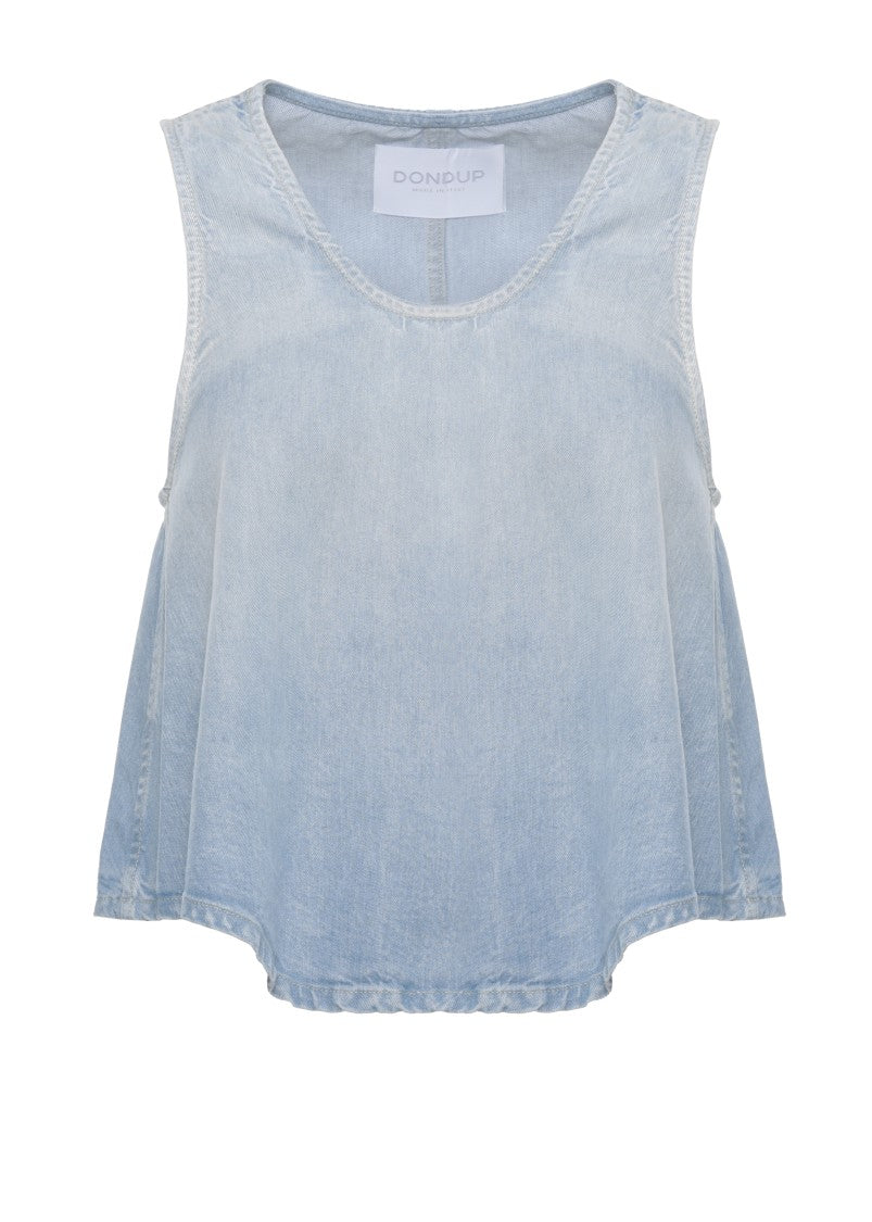 Dondup Blue Flared Denim Tank Top