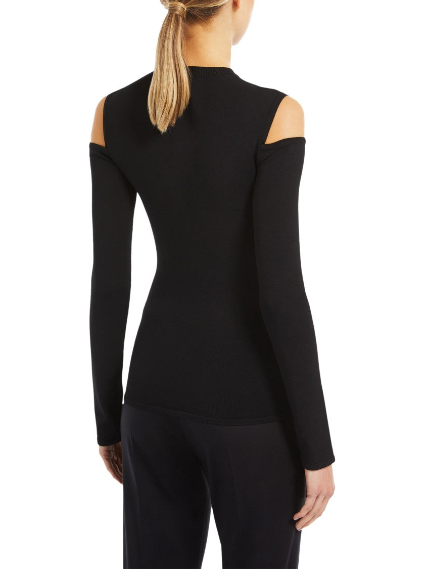 Max Mara Fitted Black Top With Shoulder Cut-Outs