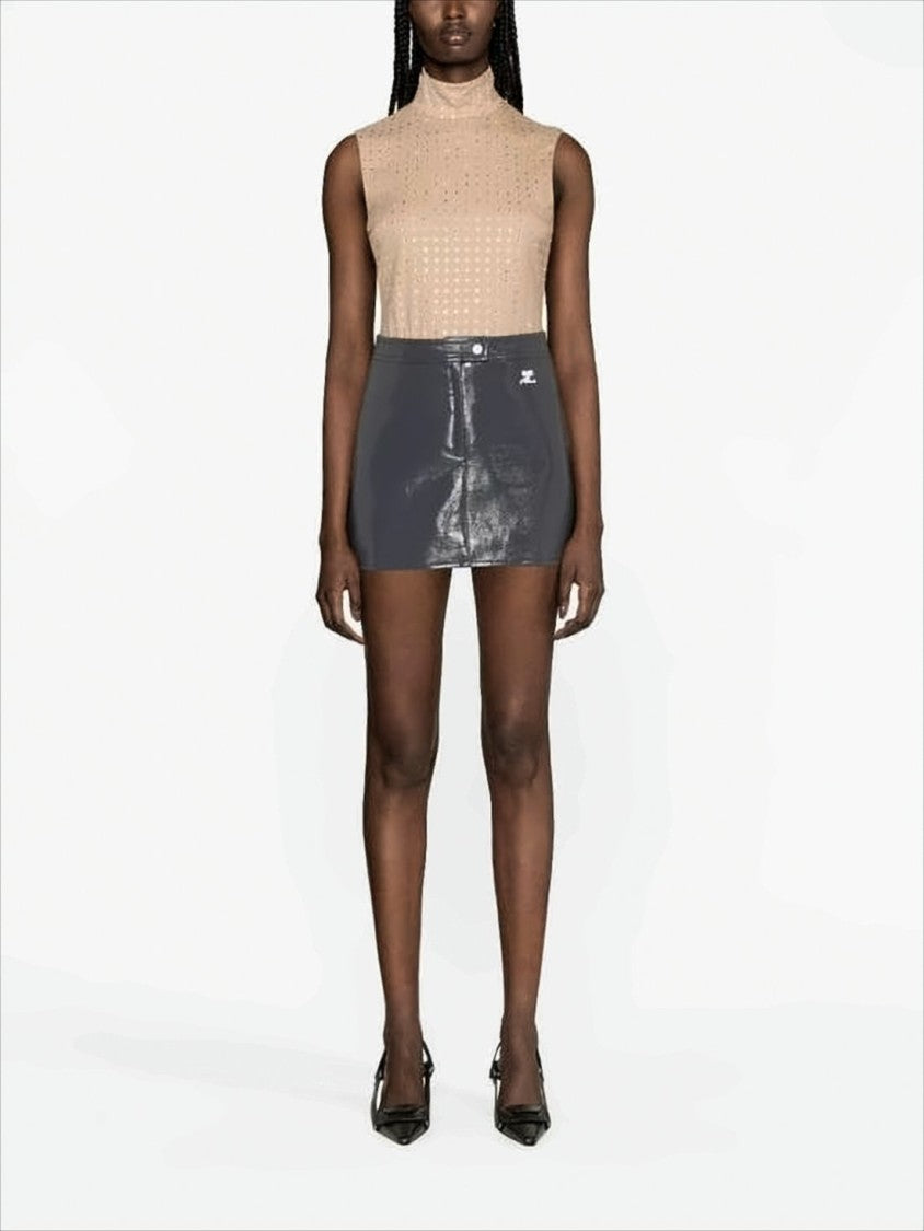 Courrèges Reflective Mini Skirt With Button Closure