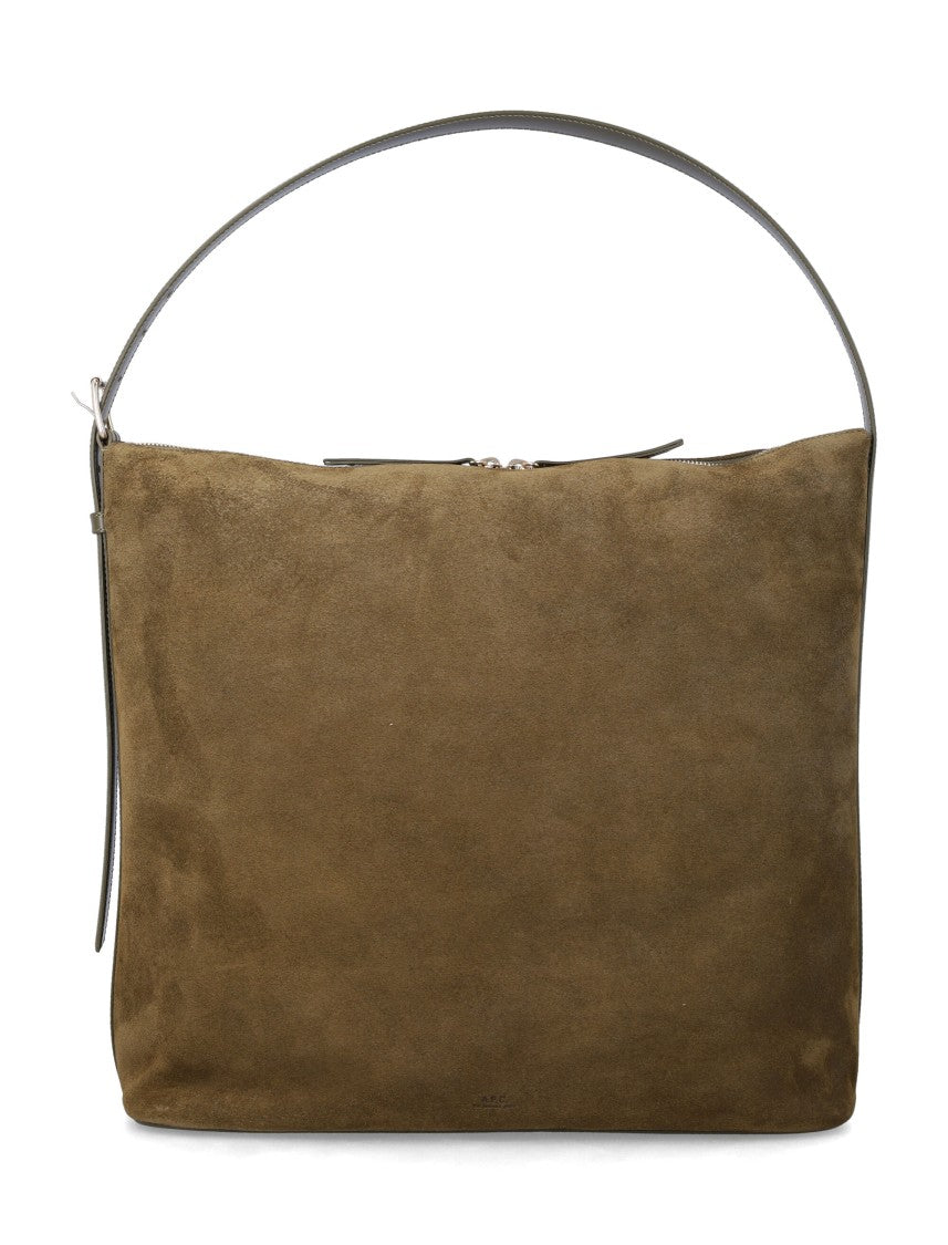 A.P.C. Maxi Suede Bag With Spacious Interior And Dual Zip Closure