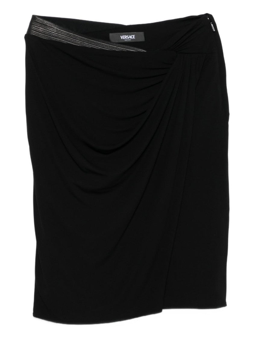 Versace Asymmetrical Black Jersey Skirt