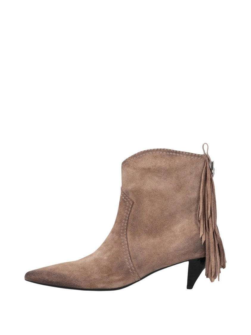 Pinko Soft Suede Ankle Boots With Playful Tassels