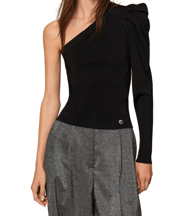 Twinset Actitude One-Shoulder Fitted Sweatshirt With Draped Detailing