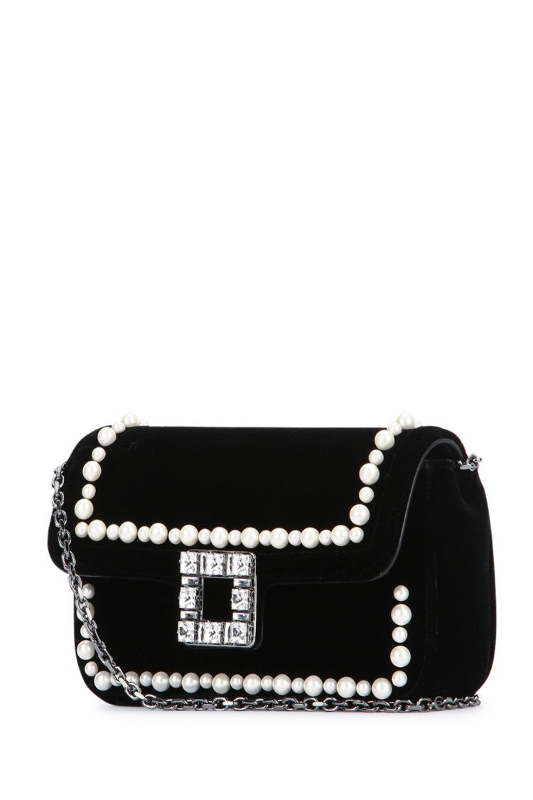 Roger Vivier Pearl-Adorned Velvet Handbag