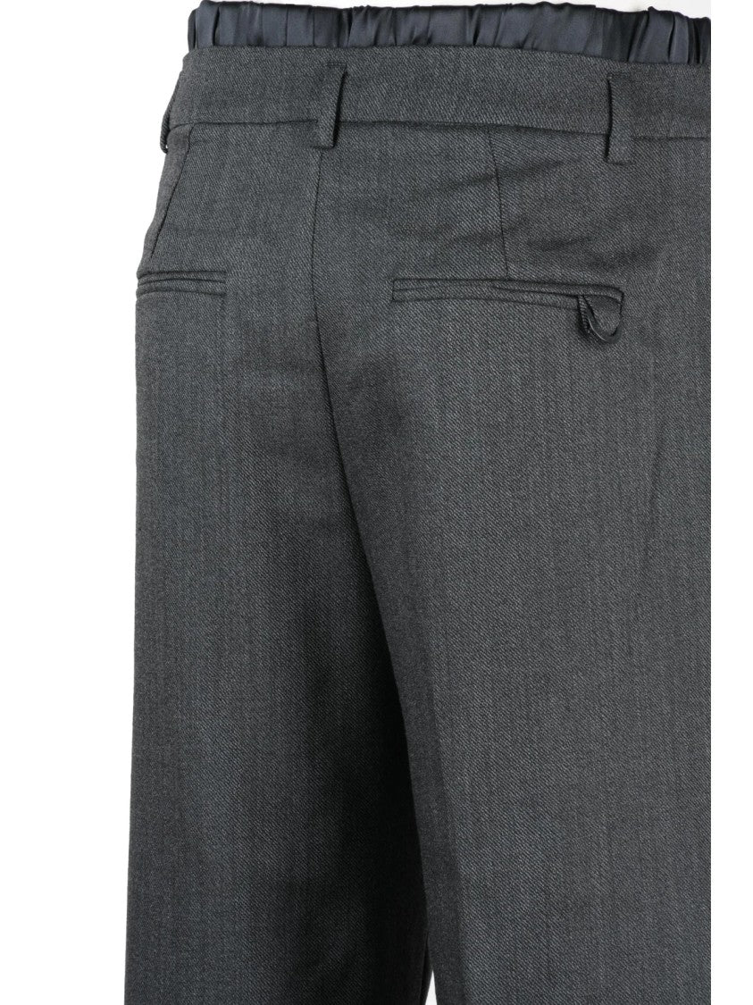 Marella Monochrome Grey Pleated Virgin Wool-Blend Pants