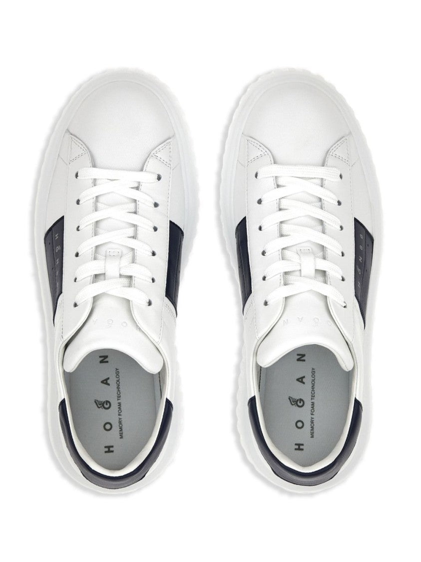 Hogan Panelled Design Calf Leather Sneakers With Chunky Sole