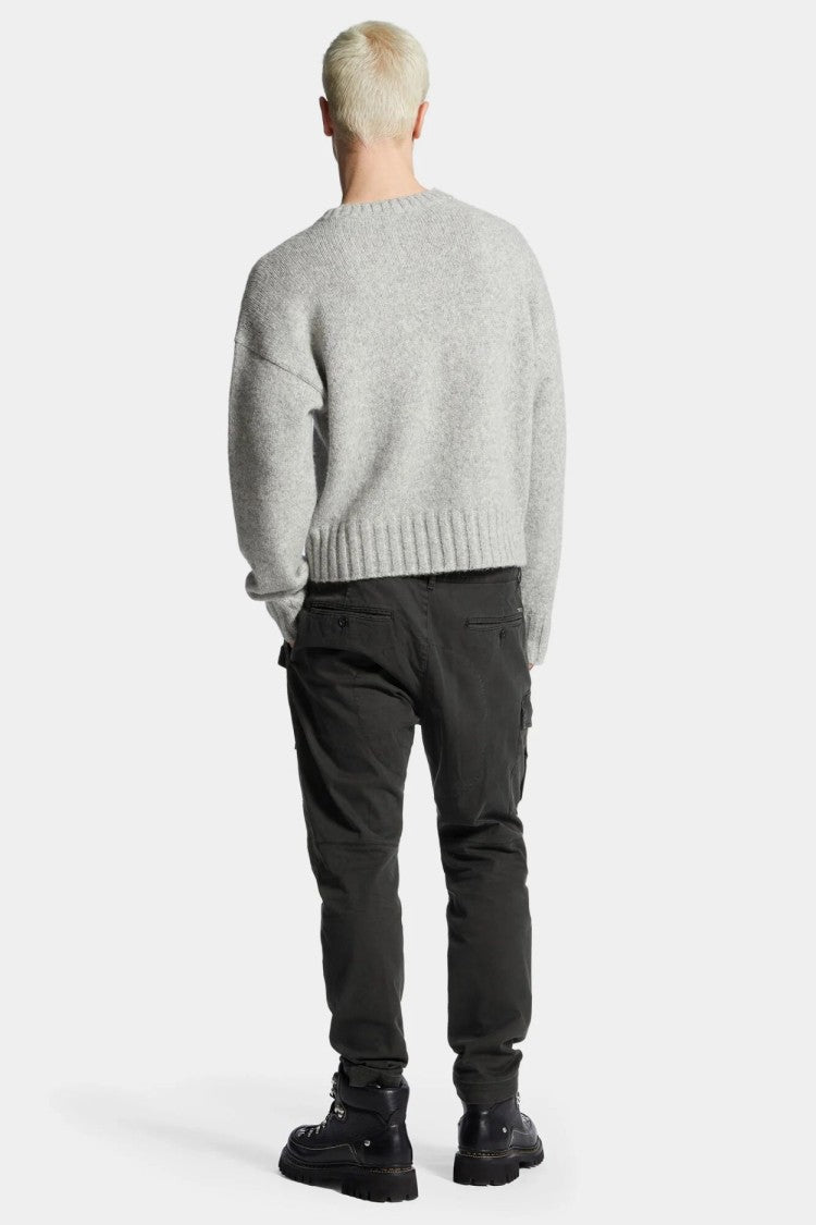 Dsquared2 Black Flap Cargo Pocket Tapered Cotton Cargo Pants