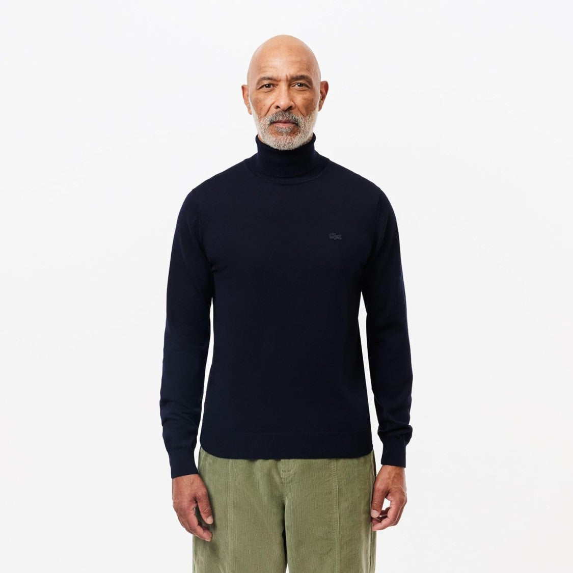 Lacoste High-Neck Sweater In 100% Pure Wool With Minimalist Design