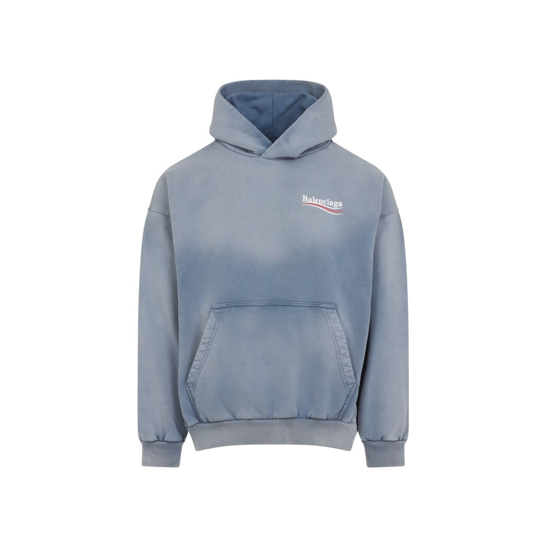 Balenciaga Faded Blue Cotton Medium Fit Hoodie