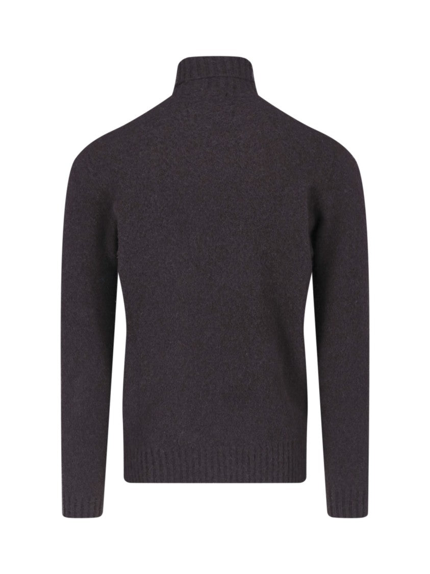 Drumohr Textured Wool Turtleneck Sweater With Ribbed Finishing