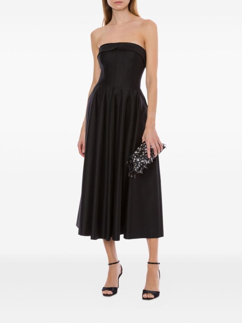 Alberta Ferretti Strapless Black Dress With Flared Hemline