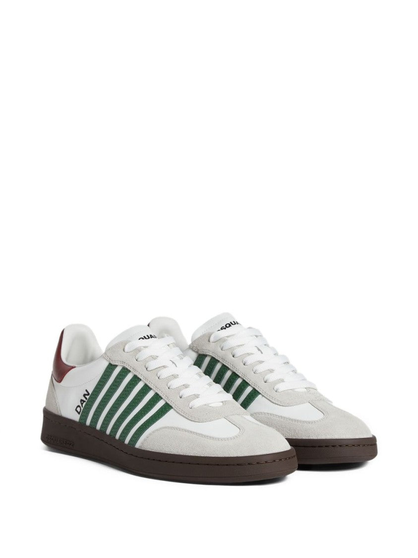 Dsquared2 White Leather Sneakers With Side Stripe Detailing