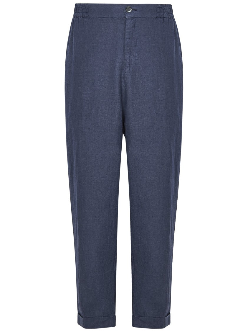 Franzese Collection Relaxed Fit Casual Trousers In Irish Linen