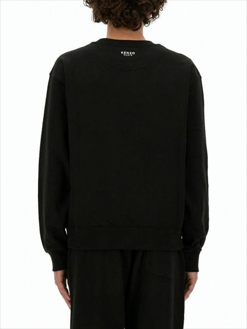 Kenzo Relaxed-Fit Black Cotton Long-Sleeve Sweatshirt With Embroidered Logos