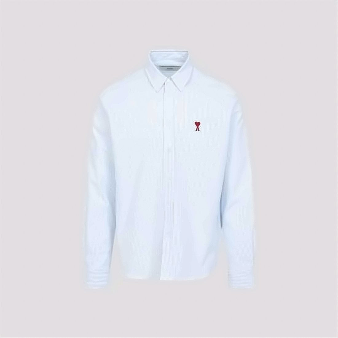 Ami Paris Light Blue And White Pinstripe Long-Sleeve Shirt