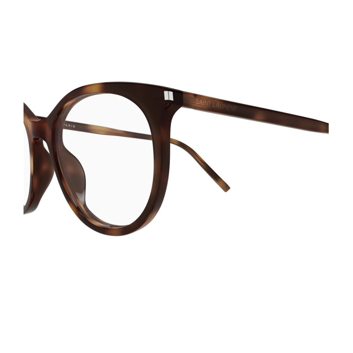 Saint Laurent Havana Corner Angle Acetate Oversized Round Sunglasses