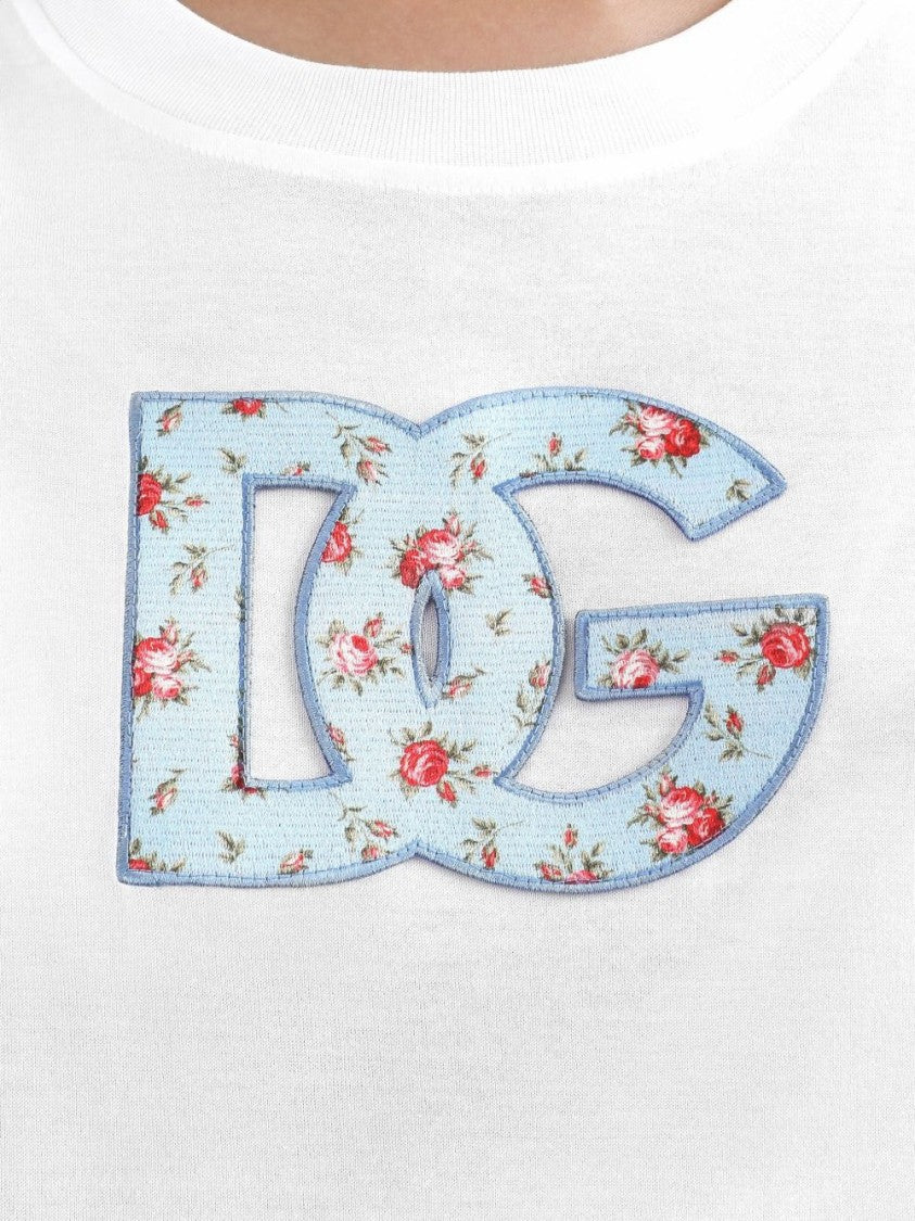Dolce & Gabbana Short-Sleeve T-Shirt With Floral Logo Patch