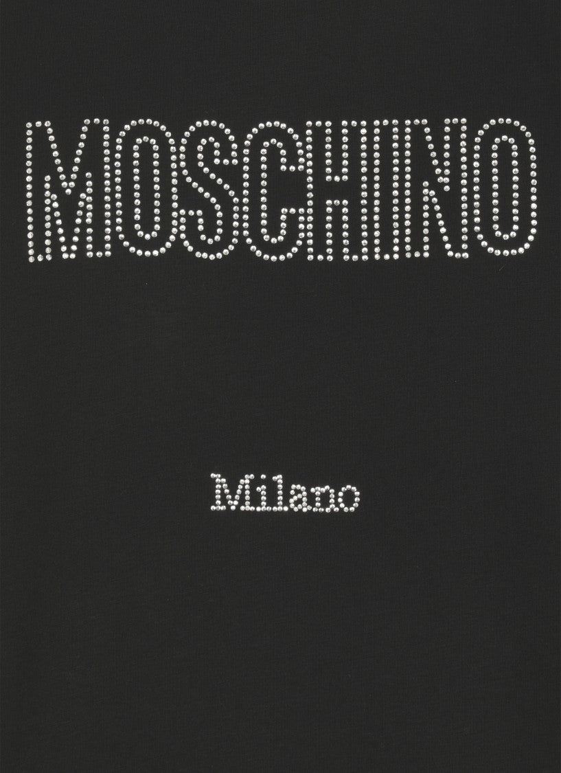 Moschino Strass-Embellished Black Cotton T-Shirt