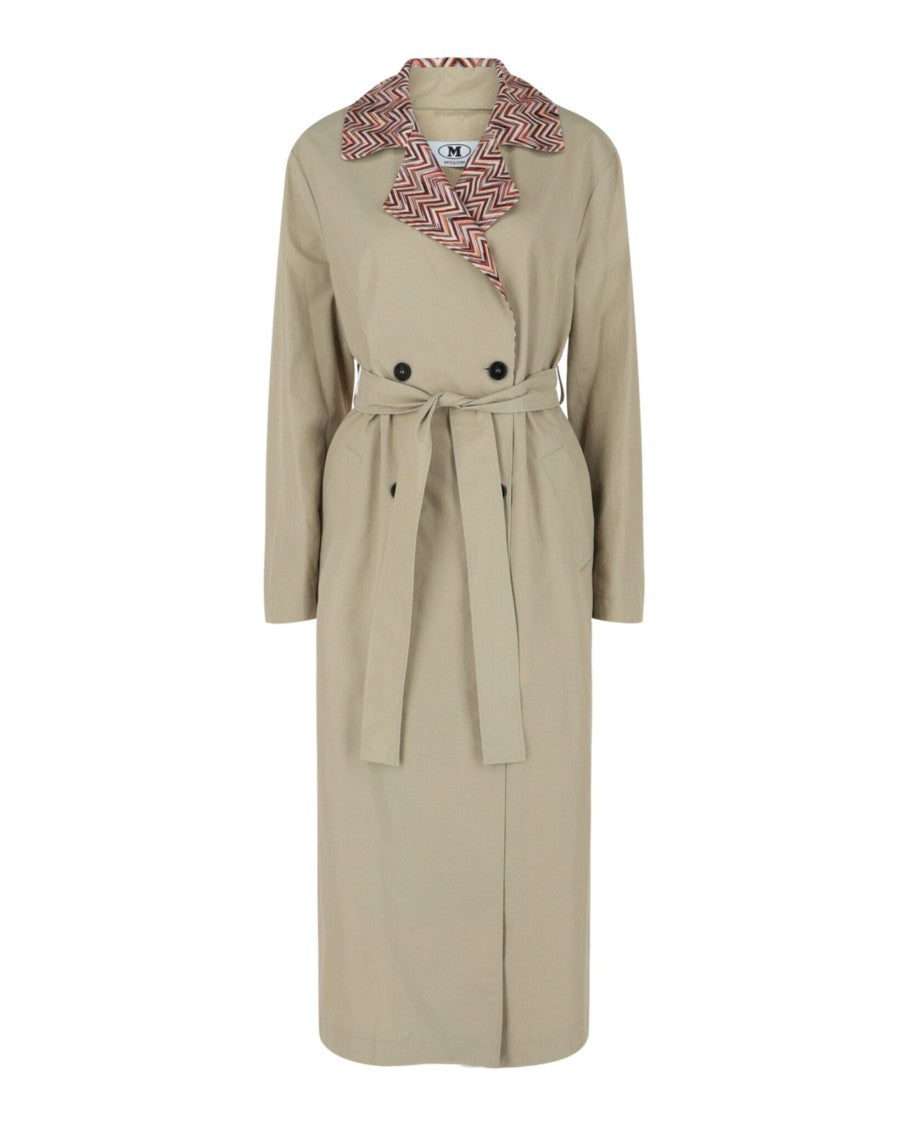 M Missoni Double Breasted Chevron Trench Coat