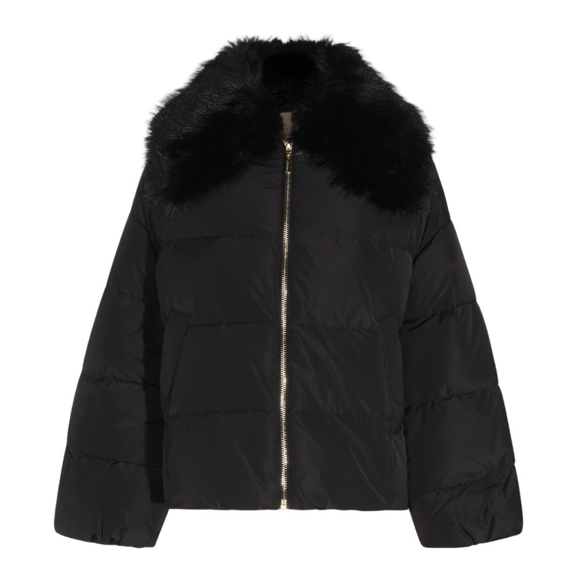 Twin-Set Plush Fur Collar Voluminous Puffer Down Coat