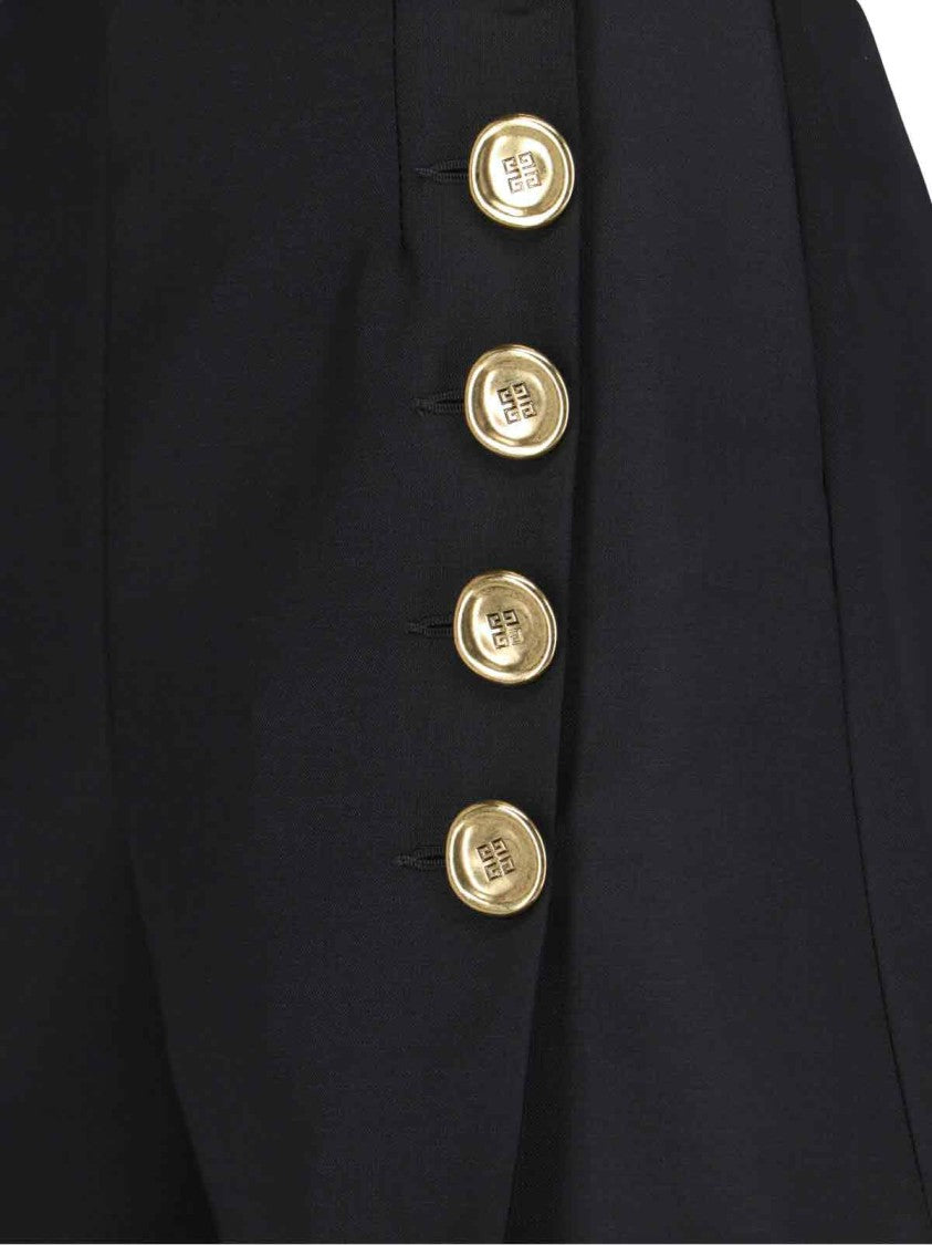 Givenchy Asymmetrical High-Waisted Black Wool And Mohair Shorts