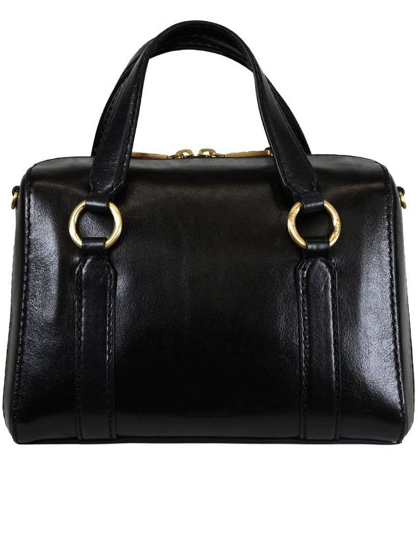 The Bridge Black Handbag W/Shoulder Structured Leather Handbag