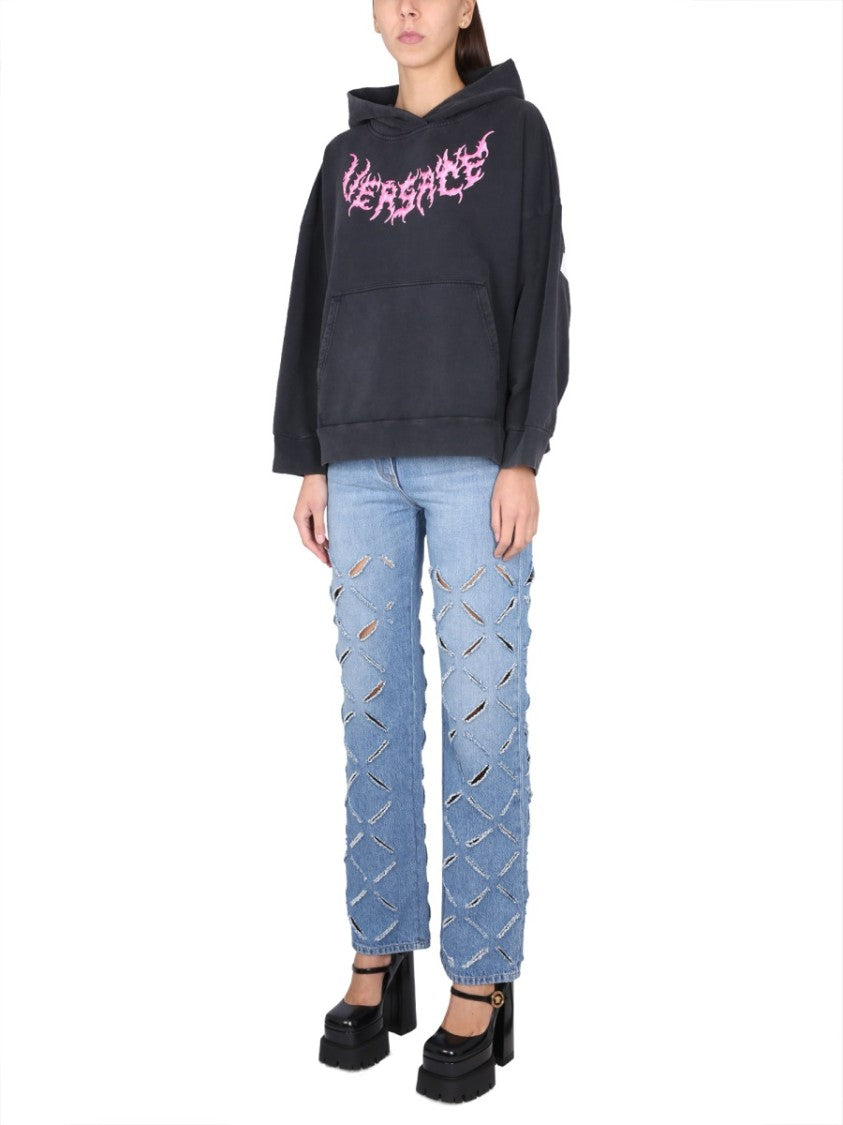 Versace Hooded Sweatshirt With Logo