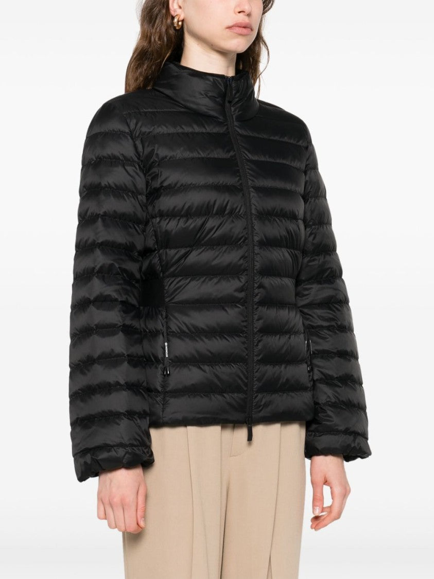 Moncler Quilted High-Collar Moncler Coat With Elastic Side Panels