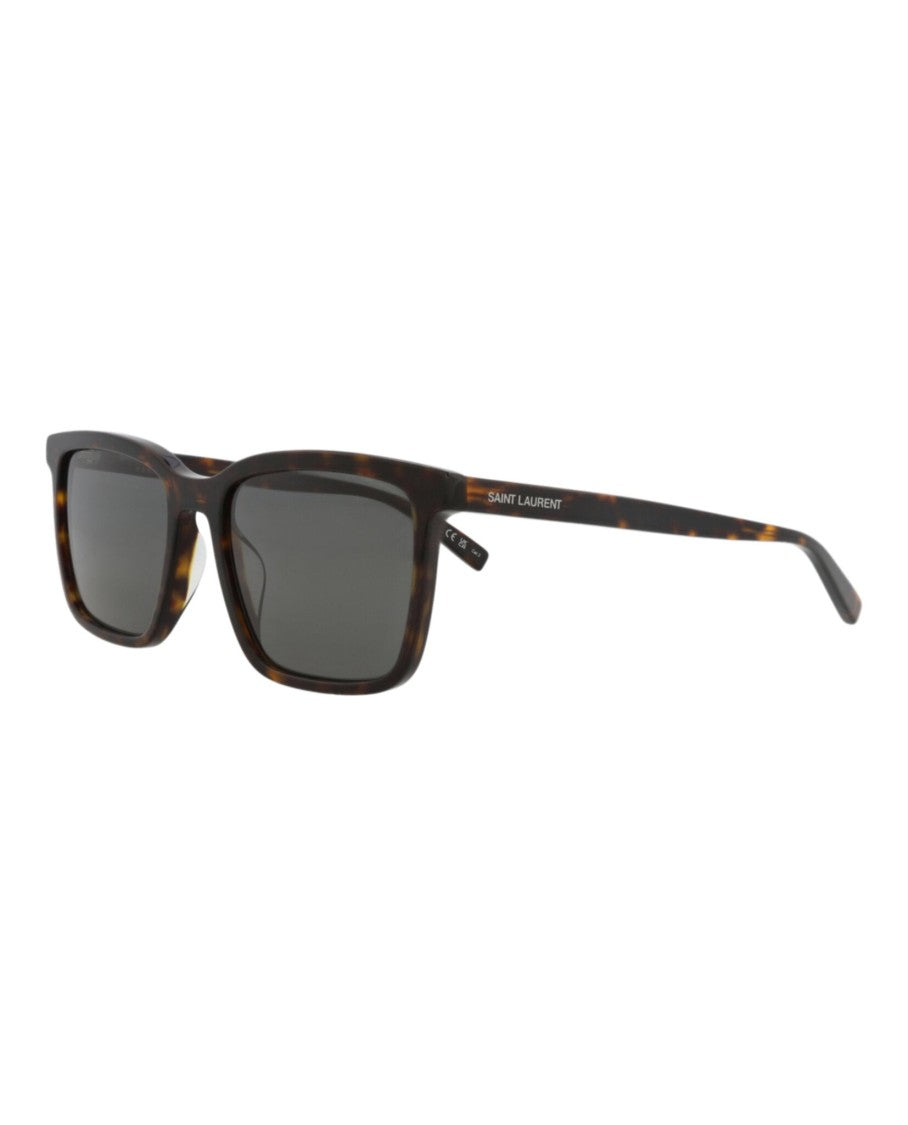 Saint Laurent Tortoiseshell Acetate Square-Frame Sunglasses With Saddle Nose Bridge