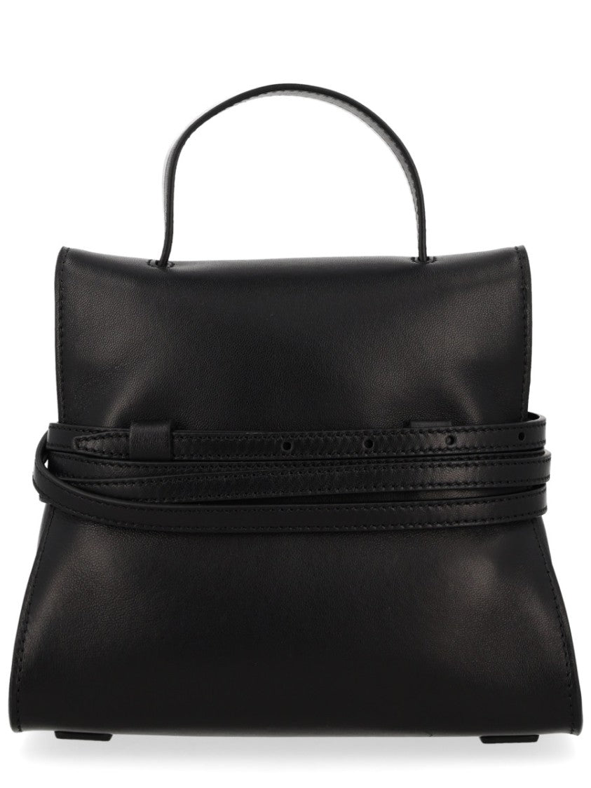 Moschino Black Tie Me Small Flap Handbag