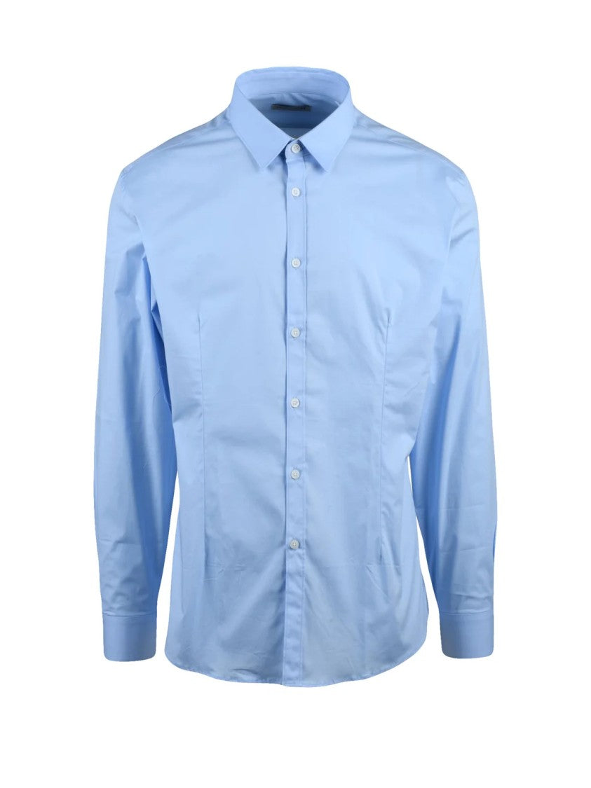 Daniele Alessandrini Light Blue Breathable Cotton-Blend Shirt