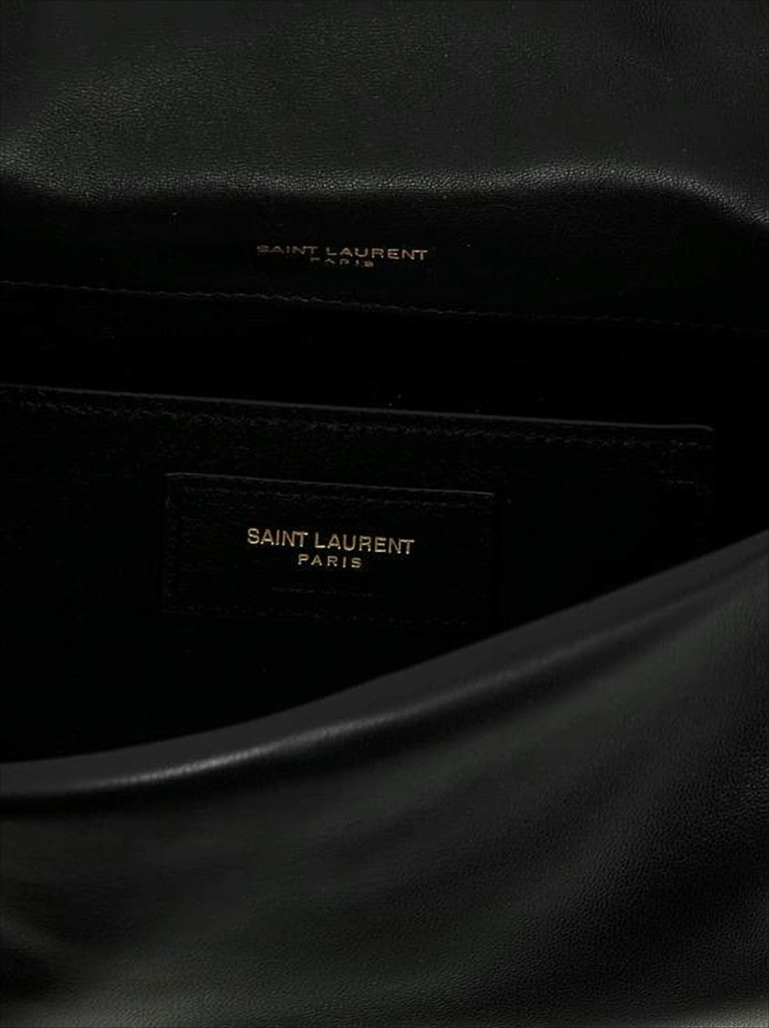 Saint Laurent Geometric Stitching Shoulder Bag With Gold Hardware